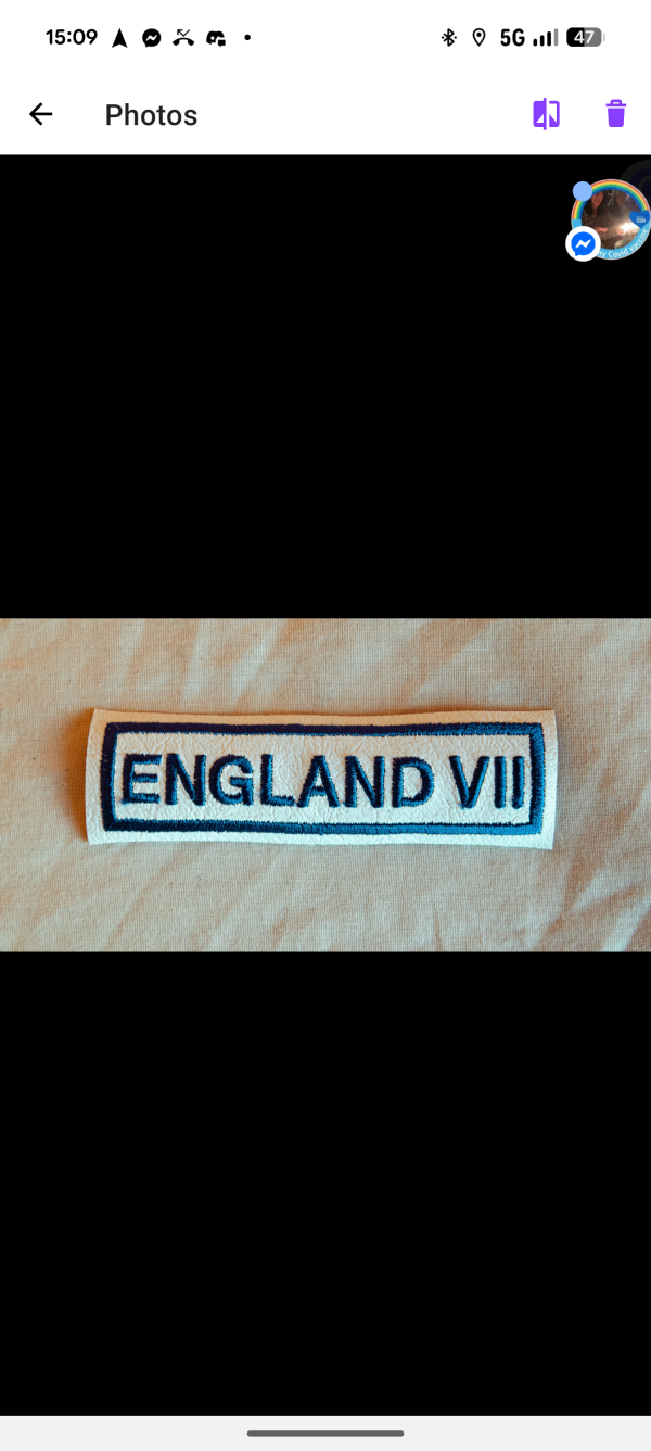 ENGLAND VII FULL BACK PATCH, FRONT SHIELD & ENGLAND VII BAR SET