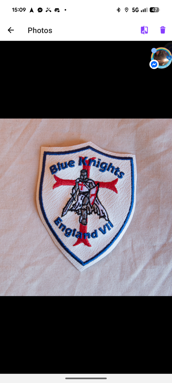 ENGLAND VII FULL BACK PATCH, FRONT SHIELD & ENGLAND VII BAR SET